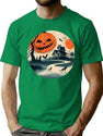 408 Scary Pumpkin House T-Shirt for Men & Women, T-Shirts Graphic Tee - Green