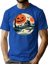 408 Scary Pumpkin House T-Shirt for Men & Women, T-Shirts Graphic Tee - Blue