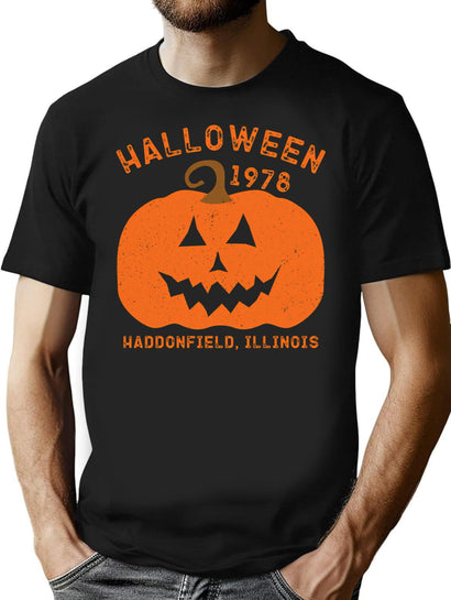 409 Halloween 1978 Holiday Spooky Scary Pumpkin Haddonfield T-Shirt for Men & Women, T-Shirts Graphic Tee - Black