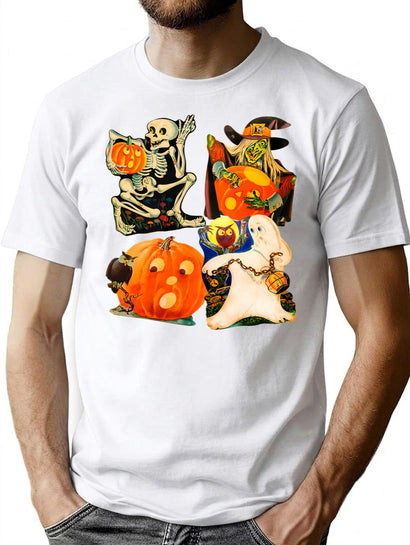 41 Vintage Halloween Decorations Collage T-Shirt for Men & Women, T-Shirts Graphic Tee - Black