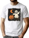 411 Moonlit Ghost And Pumpkin Delight T-Shirt for Men & Women, T-Shirts Graphic Tee - White
