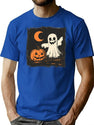 411 Moonlit Ghost And Pumpkin Delight T-Shirt for Men & Women, T-Shirts Graphic Tee - Blue