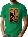 423 Retro Sexy Witch On Pumpkin T-Shirt for Men & Women, T-Shirts Graphic Tee - Green
