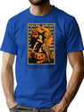 423 Retro Sexy Witch On Pumpkin T-Shirt for Men & Women, T-Shirts Graphic Tee - Blue