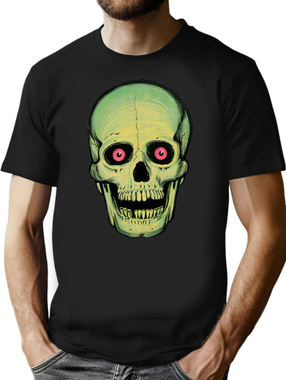 430 Vintage Halloween Glow Skull T-Shirt for Men & Women, T-Shirts Graphic Tee - Black
