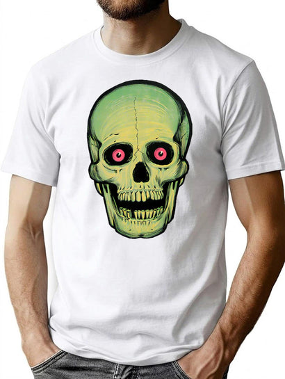 430 Vintage Halloween Glow Skull T-Shirt for Men & Women, T-Shirts Graphic Tee - Black