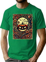 434 Halloween Pumpkin Jack-O'-Lantern Gothic Art - Spooky Moonlit Design T-Shirt for Men & Women, T-Shirts Graphic Tee - Green