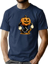435 Retro Cartoon Pumpkin Vintage Halloween Style T-Shirt for Men & Women, T-Shirts Graphic Tee - Navy