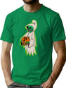 437 Vintage Halloween Skeleton Ghost With Pumpkin T-Shirt for Men & Women, T-Shirts Graphic Tee - Green
