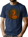 441 Watcher On The Pumpkin Vintage Owl Jack-O-Lantern Design T-Shirt for Men & Women, T-Shirts Graphic Tee - Navy