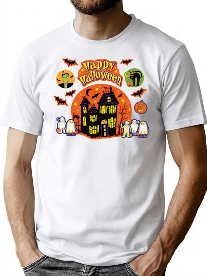 449 Halloween Mens Orange T-Shirt for Men & Women, T-Shirts Graphic Tee - Black