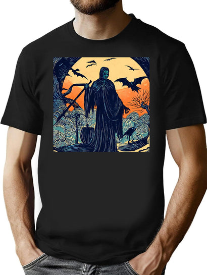 451 Halloween - Woodcut Style 3 T-Shirt for Men & Women, T-Shirts Graphic Tee - Black