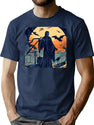 451 Halloween - Woodcut Style 3 T-Shirt for Men & Women, T-Shirts Graphic Tee - Navy