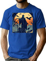 451 Halloween - Woodcut Style 3 T-Shirt for Men & Women, T-Shirts Graphic Tee - Blue