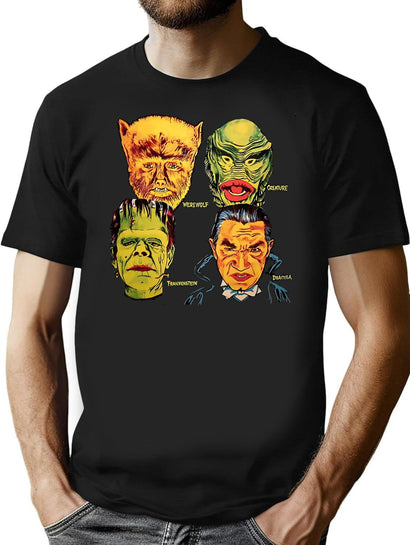 461 Old School Monsters T-Shirt for Men & Women, T-Shirts Graphic Tee - Black