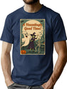 464 Retro Halloween Dance Party Design T-Shirt for Men & Women, T-Shirts Graphic Tee - Navy
