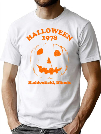 466 Halloween 1978 Holiday Spooky Myers Pumpkin Haddonfield Classic T-Shirt.Png T-Shirt for Men & Women, T-Shirts Graphic Tee - Black