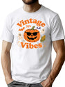 468 Vintage 70S Pumpkin Halloween Vibes T-Shirt for Men & Women, T-Shirts Graphic Tee - White