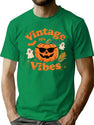 468 Vintage 70S Pumpkin Halloween Vibes T-Shirt for Men & Women, T-Shirts Graphic Tee - Green