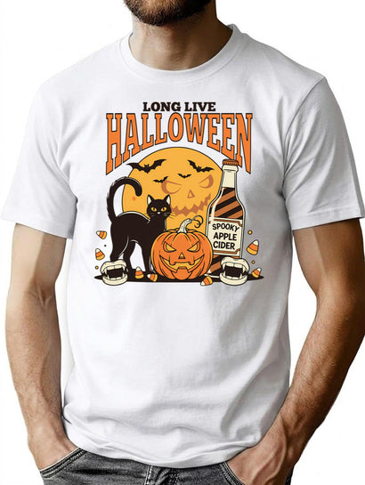469 Long Live Halloween Vintage Spooky T-Shirt for Men & Women, T-Shirts Graphic Tee - Black