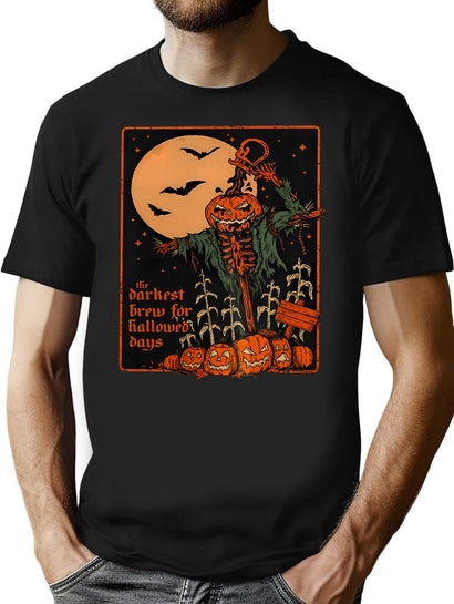 475 Halloween Pumpkin The Darkest Brew For Hallowed Days T-Shirt for Men & Women, T-Shirts Graphic Tee - Black