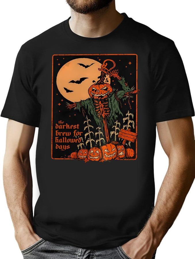 475 Halloween Pumpkin The Darkest Brew For Hallowed Days T-Shirt for Men & Women, T-Shirts Graphic Tee - Black