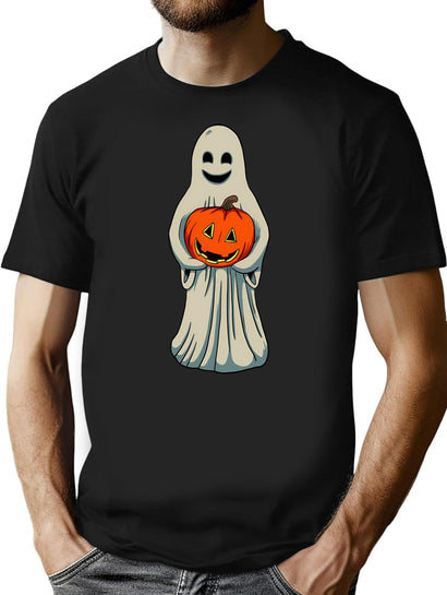476 Little Ghost And Pumpkin T-Shirt for Men & Women, T-Shirts Graphic Tee - Black