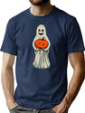 476 Little Ghost And Pumpkin T-Shirt for Men & Women, T-Shirts Graphic Tee - Navy