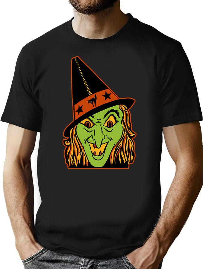 478 Vintage Halloween Witch T-Shirt for Men & Women, T-Shirts Graphic Tee - Black
