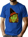 478 Vintage Halloween Witch T-Shirt for Men & Women, T-Shirts Graphic Tee - Blue