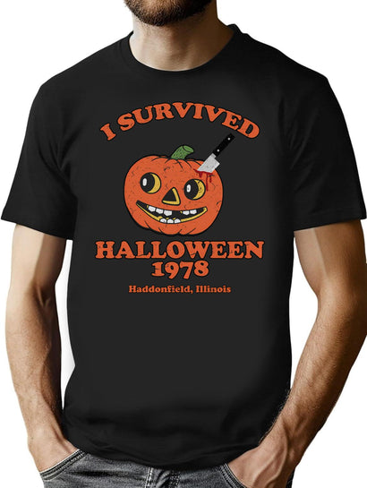 484 I Survived Halloween T-Shirt for Men & Women, T-Shirts Graphic Tee - Black