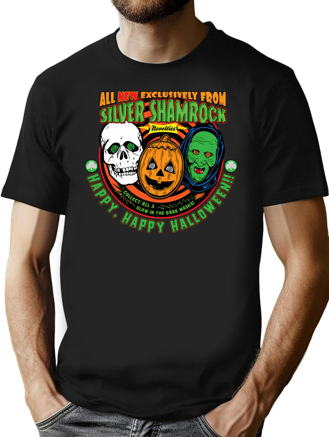 49 Silver Shamrock Halloween Ad T-Shirt for Men & Women, T-Shirts Graphic Tee - Black
