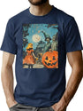 494 Vintage Halloween Witch Tale T-Shirt for Men & Women, T-Shirts Graphic Tee - Navy