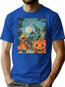 494 Vintage Halloween Witch Tale T-Shirt for Men & Women, T-Shirts Graphic Tee - Blue