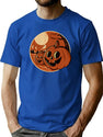 5 Vintage Halloween Pumpkin Scene T-Shirt for Men & Women, T-Shirts Graphic Tee - Blue