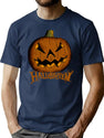 509 Spooky Pumpkin Cyber-Halloween Artwork T-Shirt for Men & Women, T-Shirts Graphic Tee - Navy