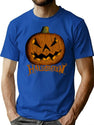 509 Spooky Pumpkin Cyber-Halloween Artwork T-Shirt for Men & Women, T-Shirts Graphic Tee - Blue