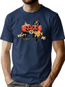 535 Spooky Halloween Pumpkins Vintage Cartoon T-Shirt for Men & Women, T-Shirts Graphic Tee - Navy