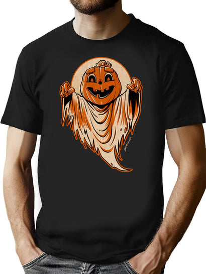 541 Pumpkin Ghost T-Shirt for Men & Women, T-Shirts Graphic Tee - Black