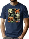 545 Vintage Halloween Witch Ghost And Classic Pumpkin T-Shirt for Men & Women, T-Shirts Graphic Tee - Navy