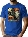 545 Vintage Halloween Witch Ghost And Classic Pumpkin T-Shirt for Men & Women, T-Shirts Graphic Tee - Blue