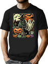 546 Vintage Halloween Witch Ghost And Classic Pumpkin T-Shirt for Men & Women, T-Shirts Graphic Tee - Black