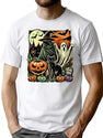 546 Vintage Halloween Witch Ghost And Classic Pumpkin T-Shirt for Men & Women, T-Shirts Graphic Tee - White