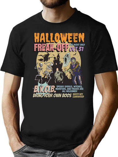 548 Vintage Halloween Monster Mash Shirt Retro Freak-Off Crewneck Cute Fall Shirt Spooky Halloween Top Fun Horror Style For Halloween Lovers T-Shirt for Men & Women, T-Shirts Graphic Tee - Black