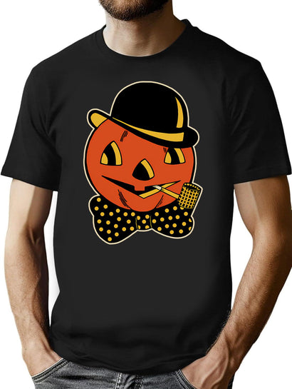549 Vintage Fancy Halloween Pumpkin Man T-Shirt for Men & Women, T-Shirts Graphic Tee - Black