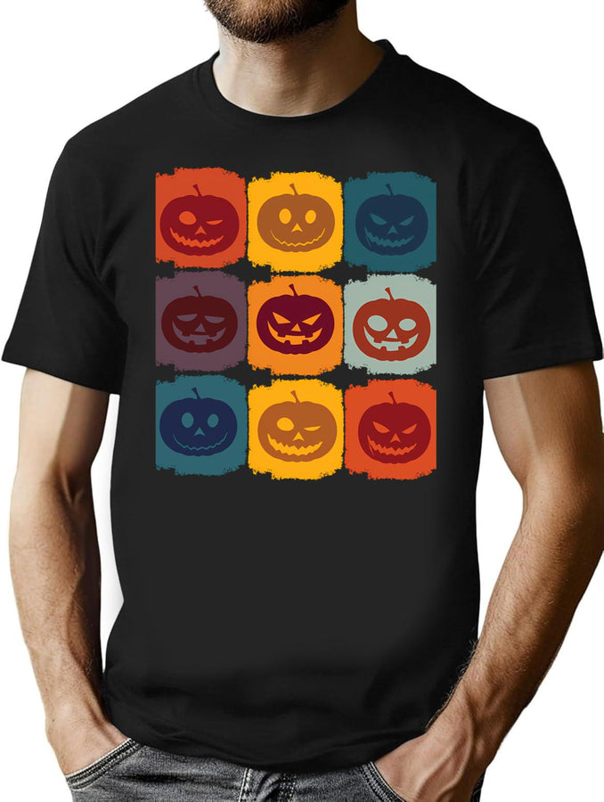 551 Funny Pumpkin Tshirt Retro Fall Lover Tee T-Shirt for Men & Women, T-Shirts Graphic Tee - Black