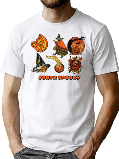 557 Sorta Spooky_Halloween Sticker T-Shirt for Men & Women, T-Shirts Graphic Tee - Black
