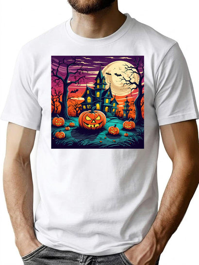564 Retro Halloween Jack-O-Lanterns T-Shirt for Men & Women, T-Shirts Graphic Tee - Black