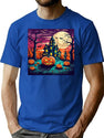 564 Retro Halloween Jack-O-Lanterns T-Shirt for Men & Women, T-Shirts Graphic Tee - Blue