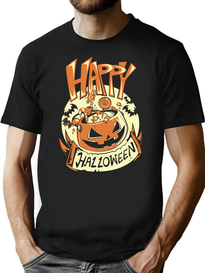 568 Happy Halloween T-Shirt for Men & Women, T-Shirts Graphic Tee - Black